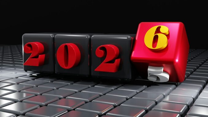 The year 2026 displayed on a digital counter